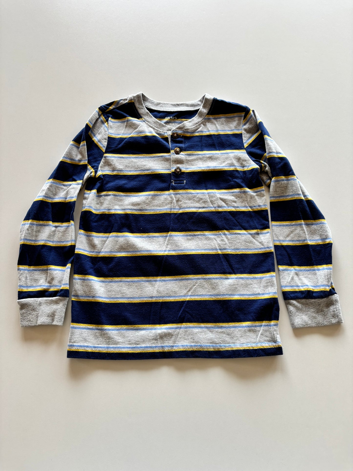 Blue, Grey, & Yellow Striped Henley Shirt