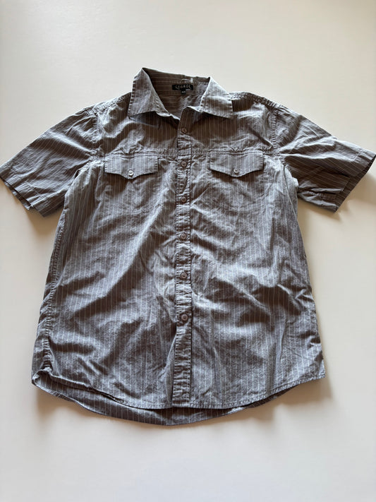 Grey & White Pinstripe Button Up Shirt