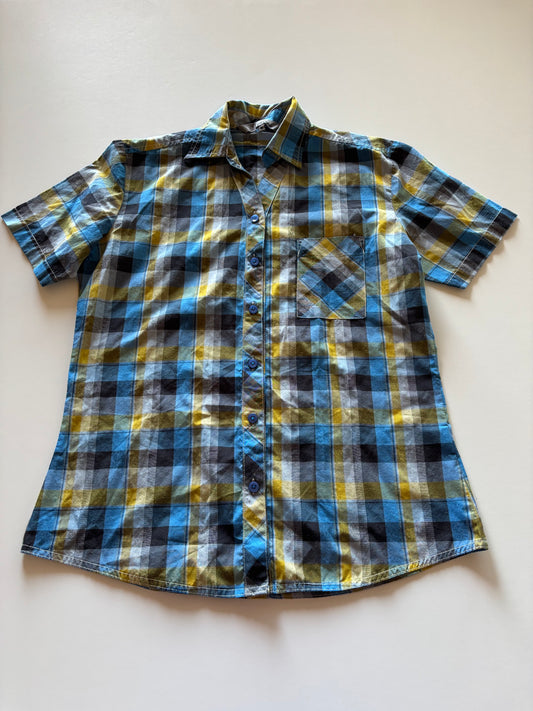 Blue & Yellow Plaid Button Up Shirt