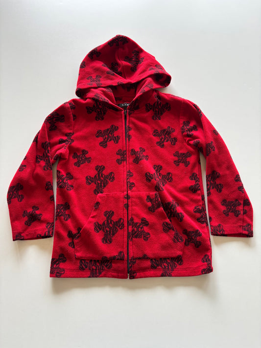 Red Fleece Skull Zip Up Hoodie
