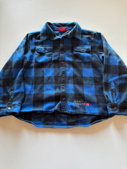 Blue Plaid Fleece Button Up