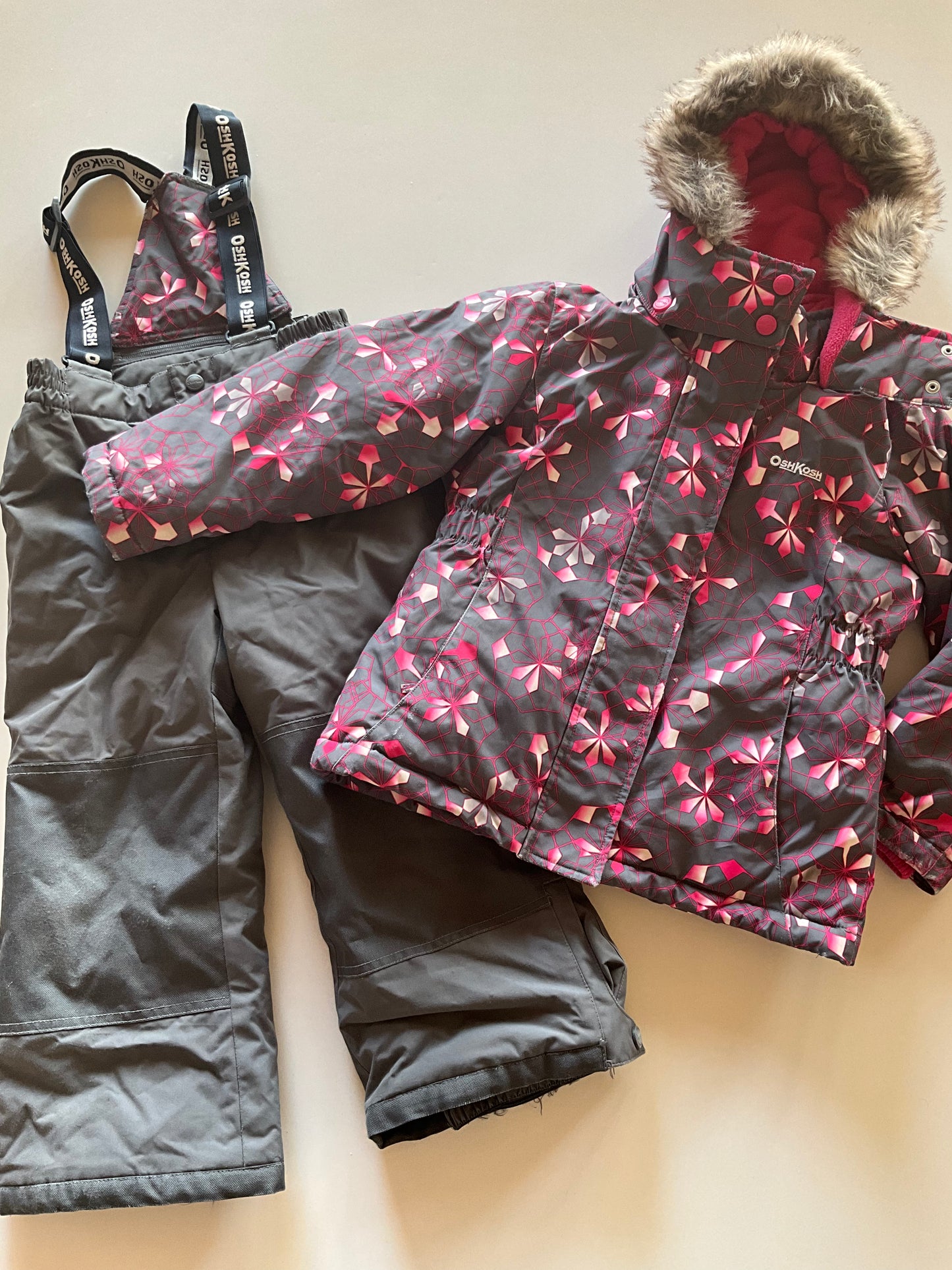 2pc Pink & Grey Snow Suit