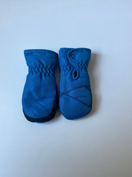 Blue Thumbless Snow Mittens