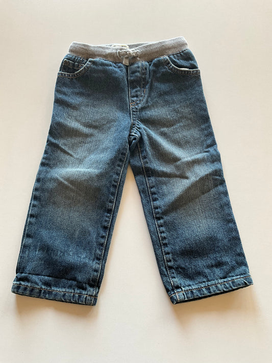 Straight Denim with Grey Pull On Waist