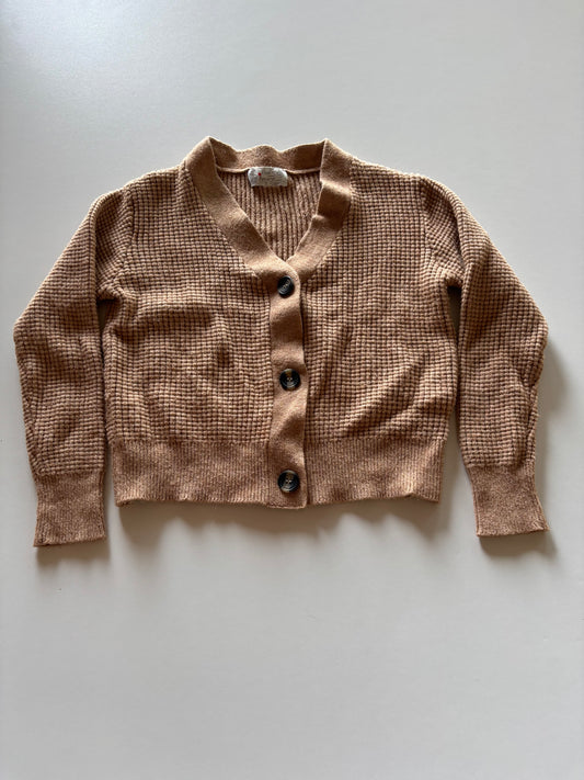Brown Knit Cropped Cardigan