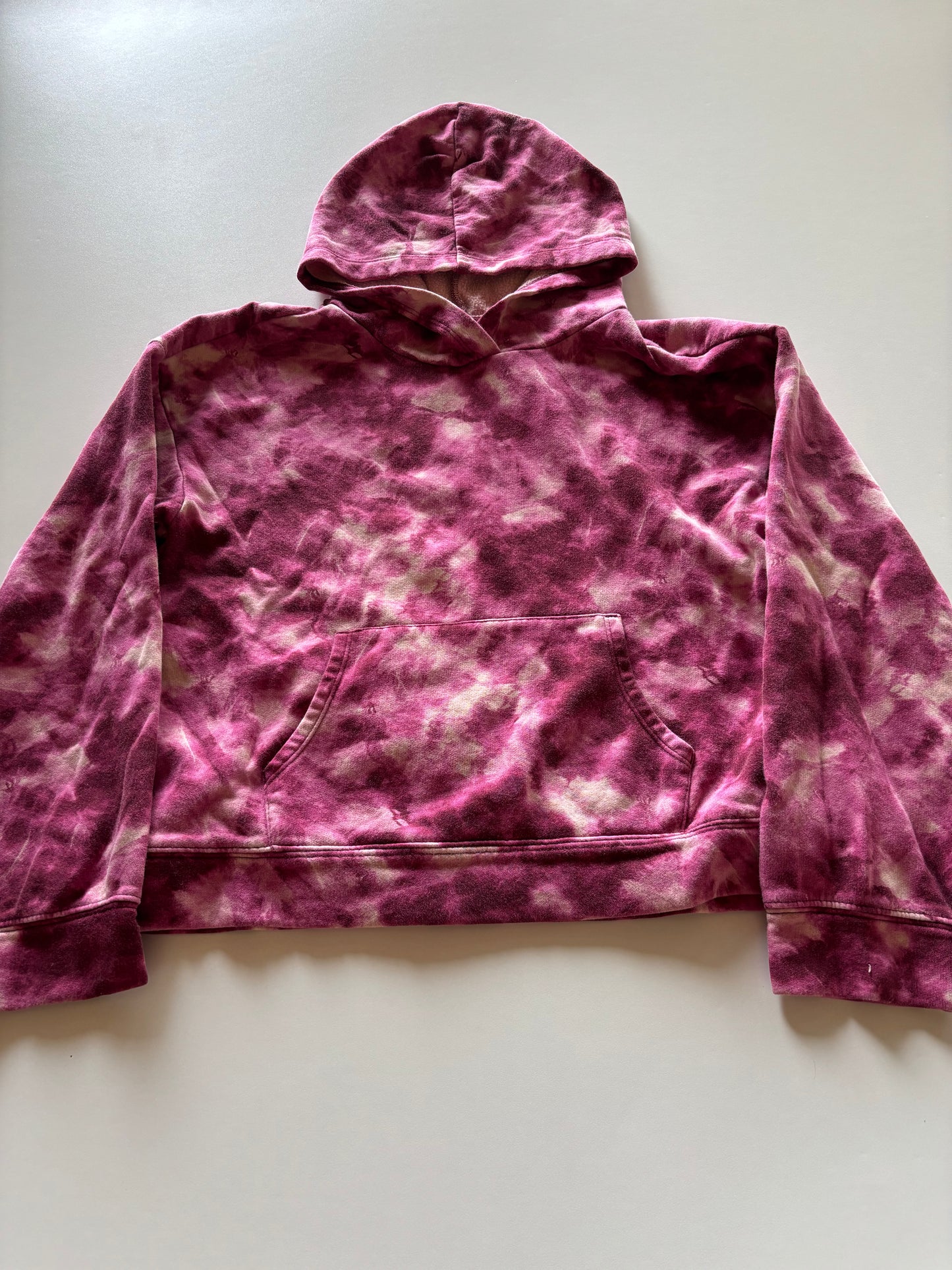 Pink Tie Dye Cropped Hoodie
