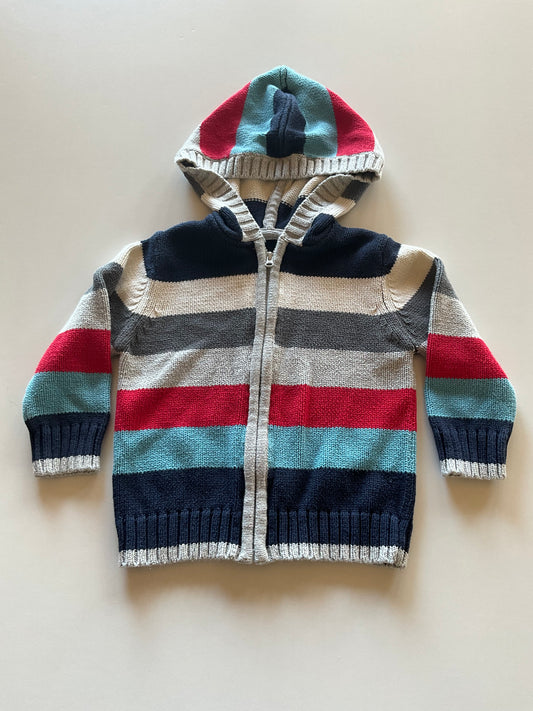 Colourful Striped Knit Zip Up Hoodie