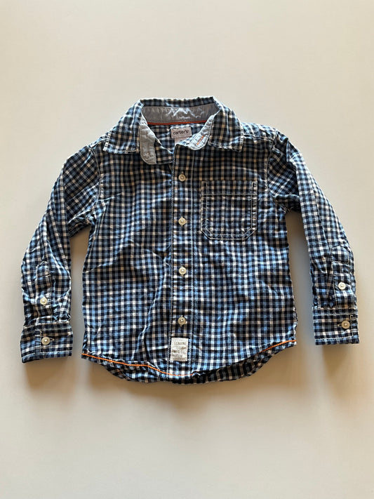 Blue, Black, & White Plaid Shirt