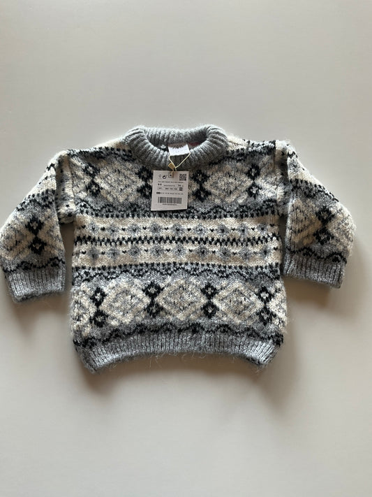 BNWT Grey, Black, & White Fairisle Sweater