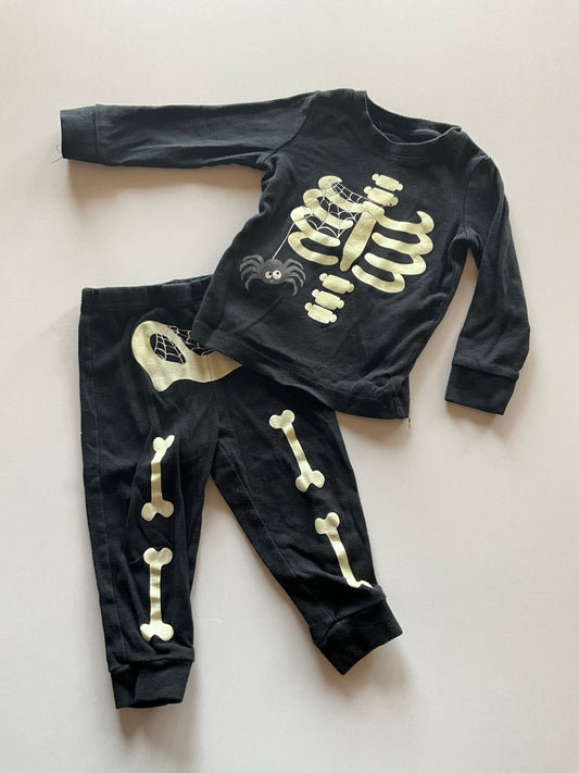 2pc Glow in the Dark Skeleton Pajamas