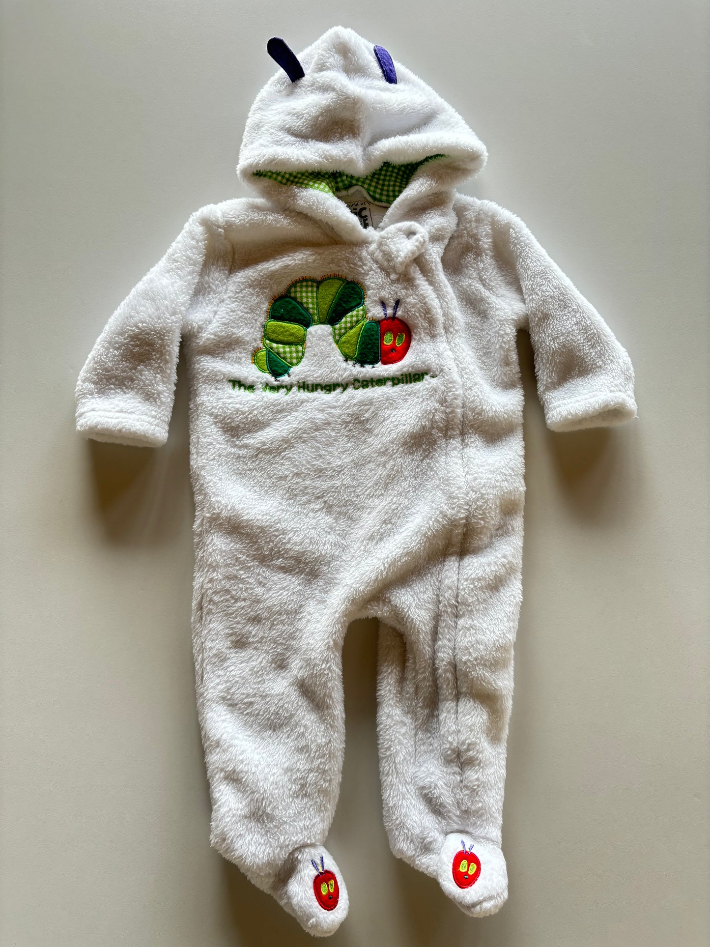 White Fuzzy Hungry Caterpillar Outdoor Suit