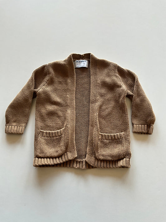 Brown Open Front Knit Cardigan