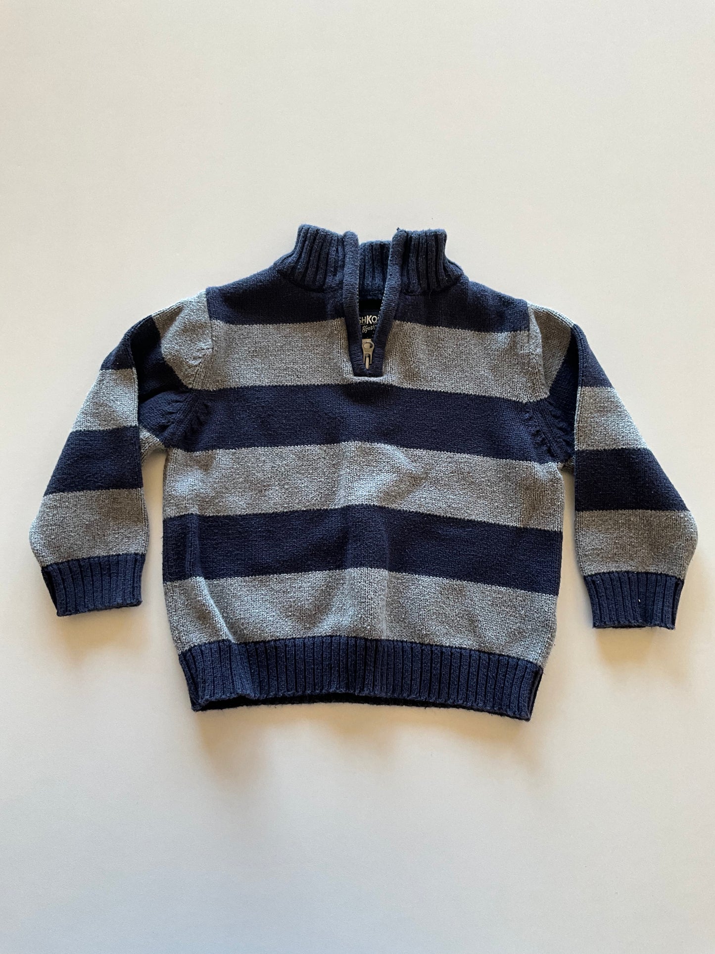 Blue & Grey Striped 1/4 Zip