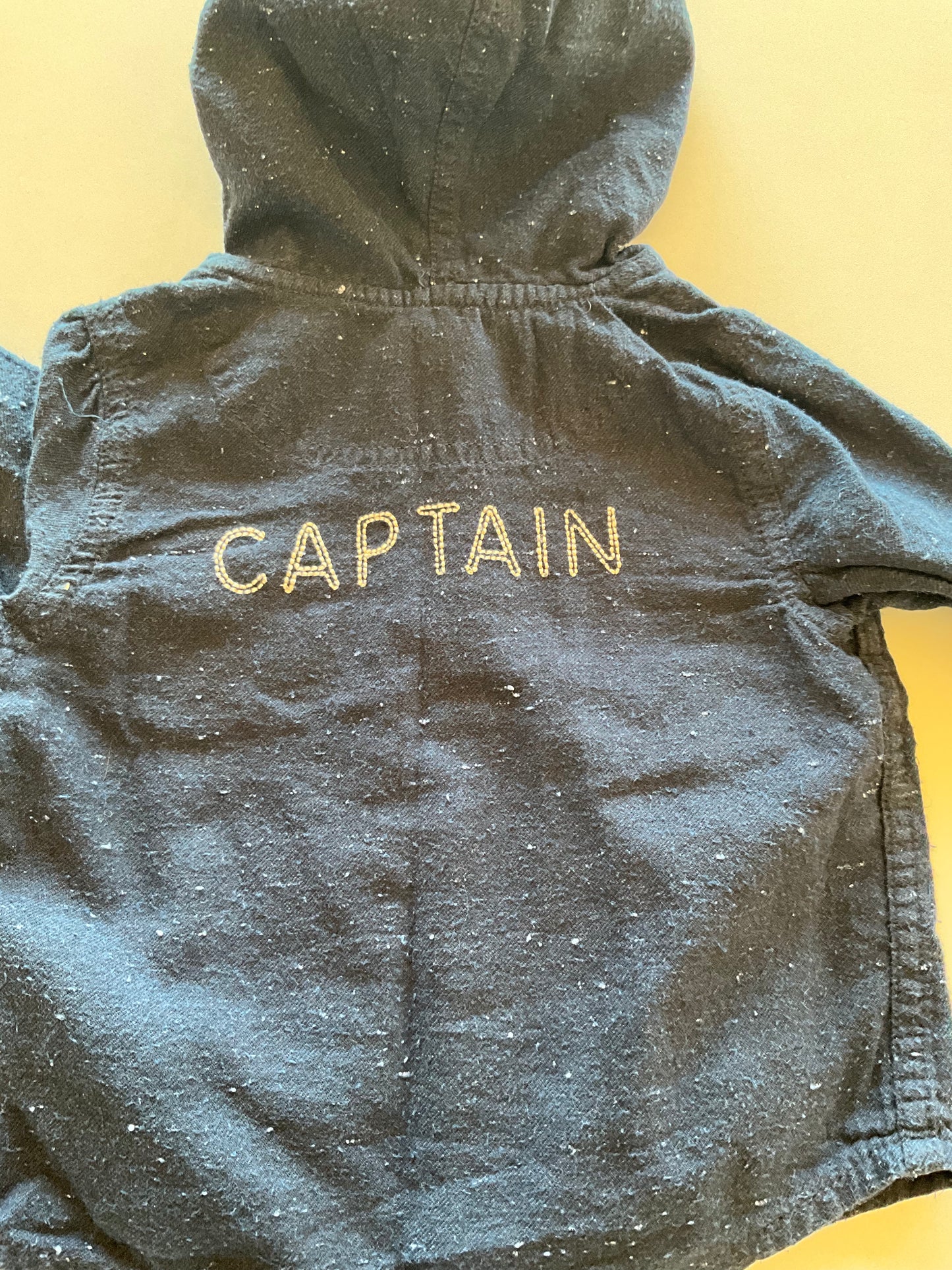 Navy Melange Hooded Button Up