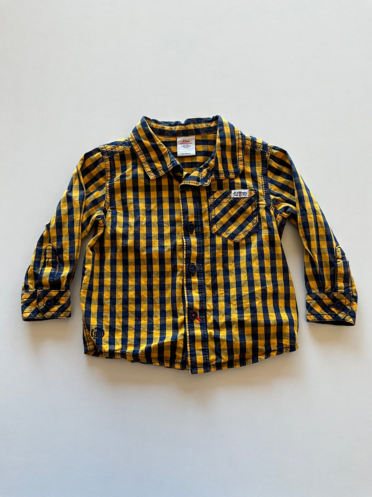 Yellow & Navy Plaid Shirt
