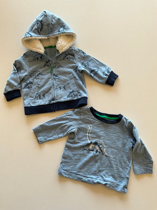 2pc Blue Dinosaur Shirt & Hoodie