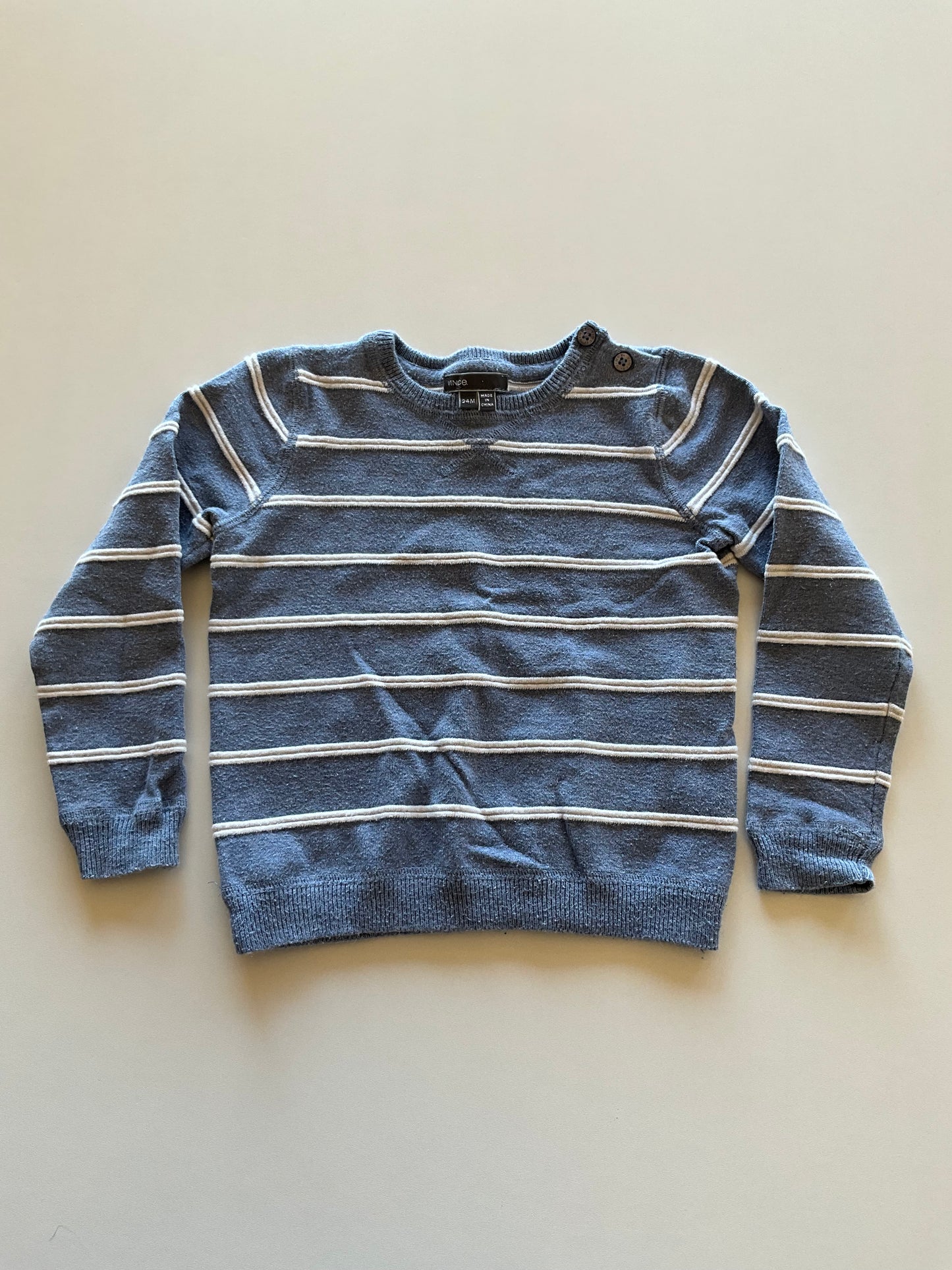 Textured Blue & White Striped Sweater