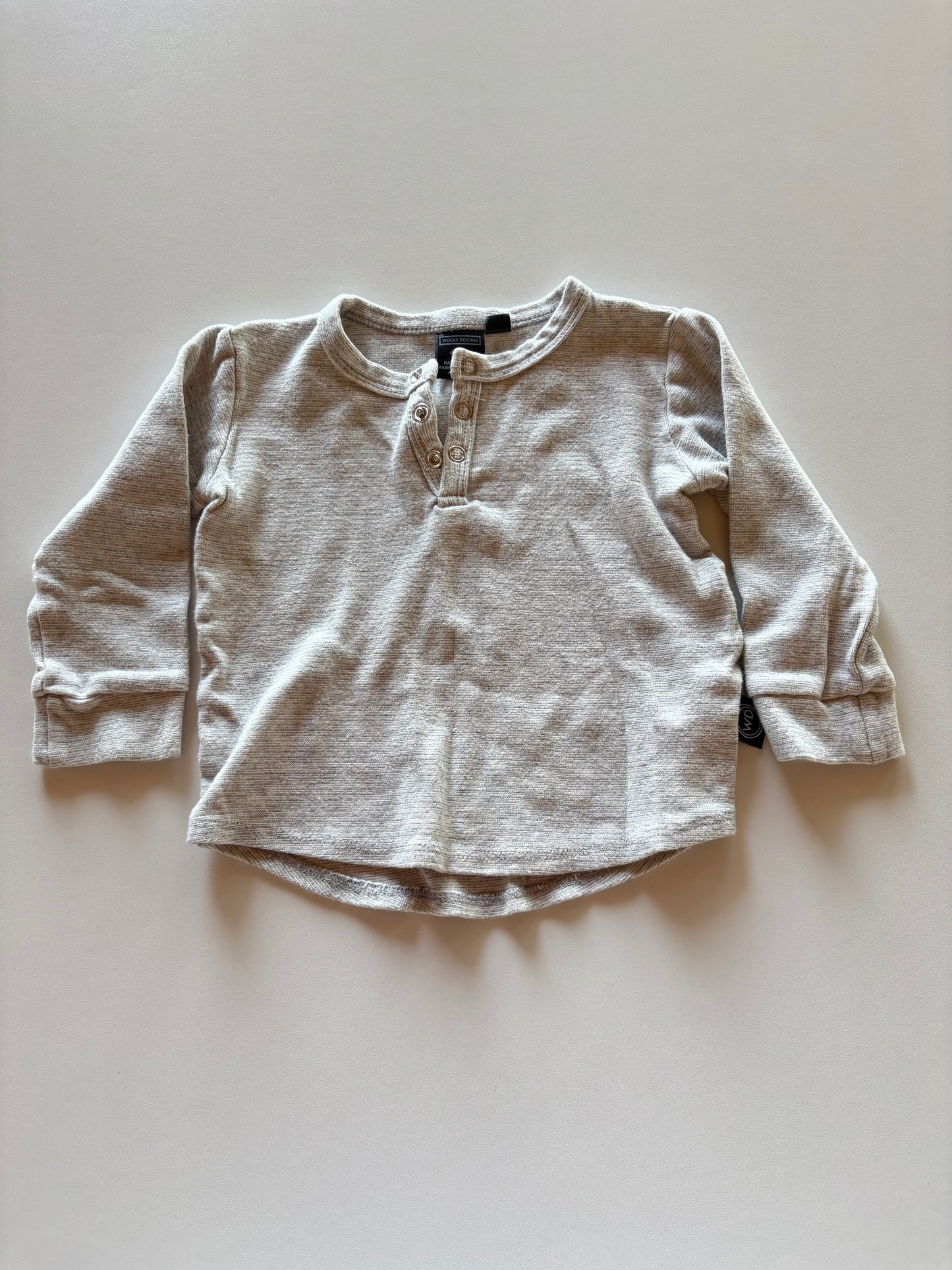 Grey Snap Henley Shirt