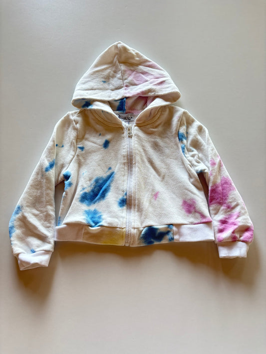 White Tie Dye Zip Up Hoodie