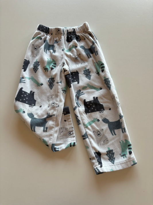 White Forest Creatures Fleece Pants