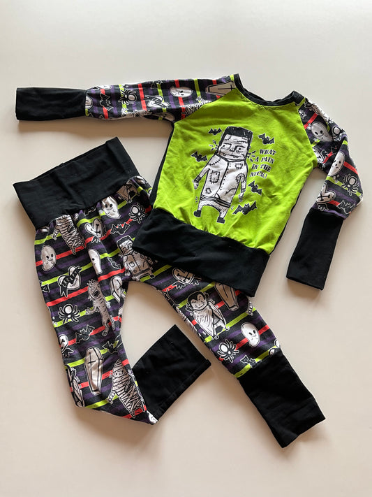 2pc Handmade Grow With Me Frankenstein Outfit