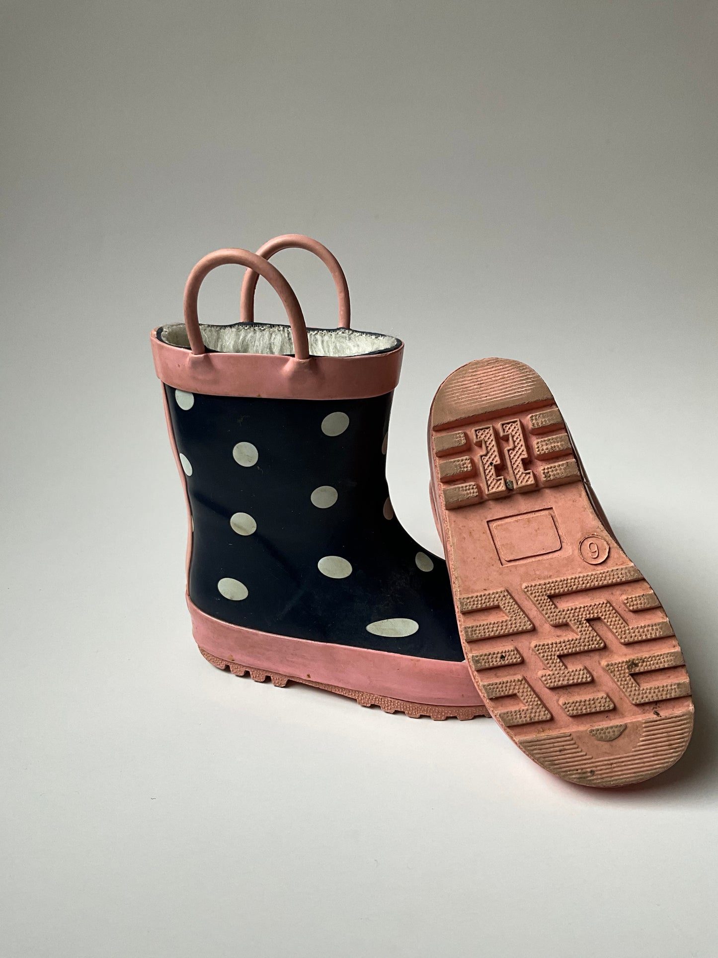 Fleece Lined Polka Dot Rain Boots