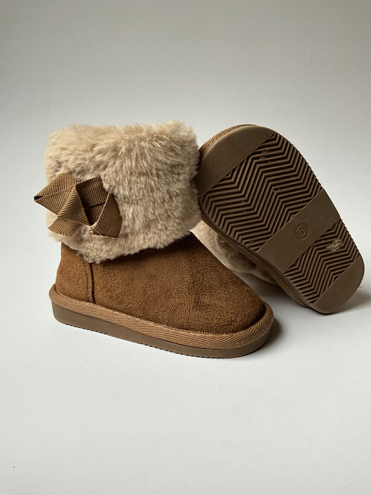 Faux Ugg Booties with Bow