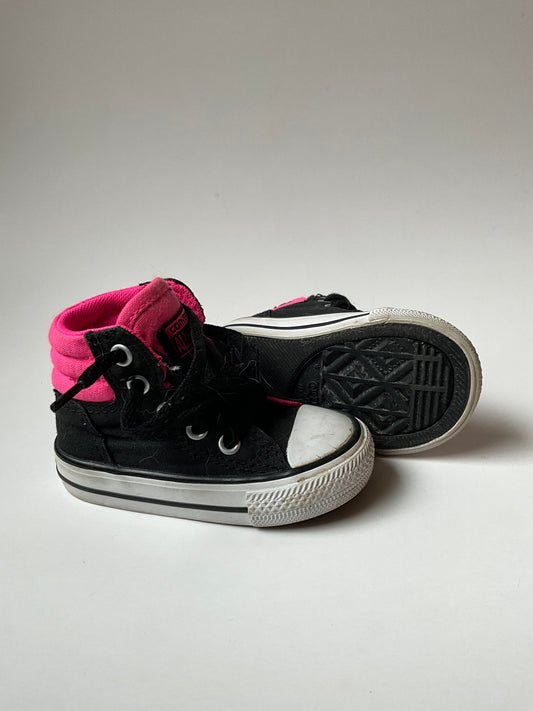 Black & Pink Converse High Tops