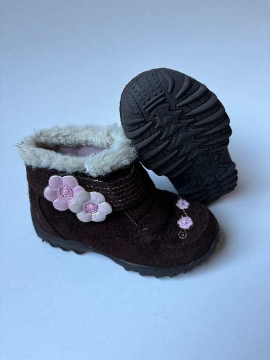 Brown with Pink Flower Boots