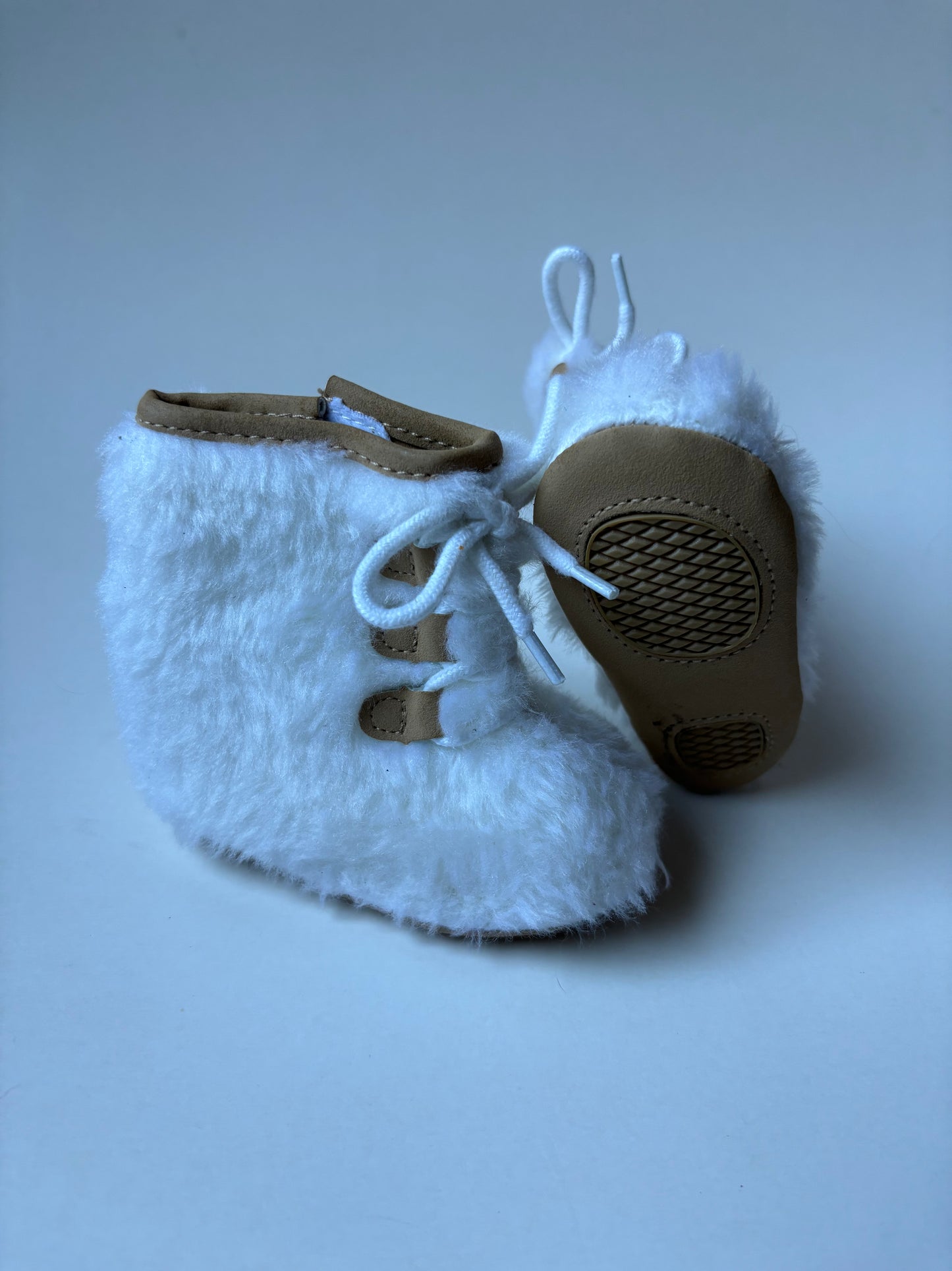Fuzzy White Crib Booties