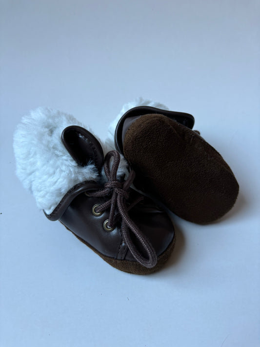 Brown Fuzzy Crib Boots