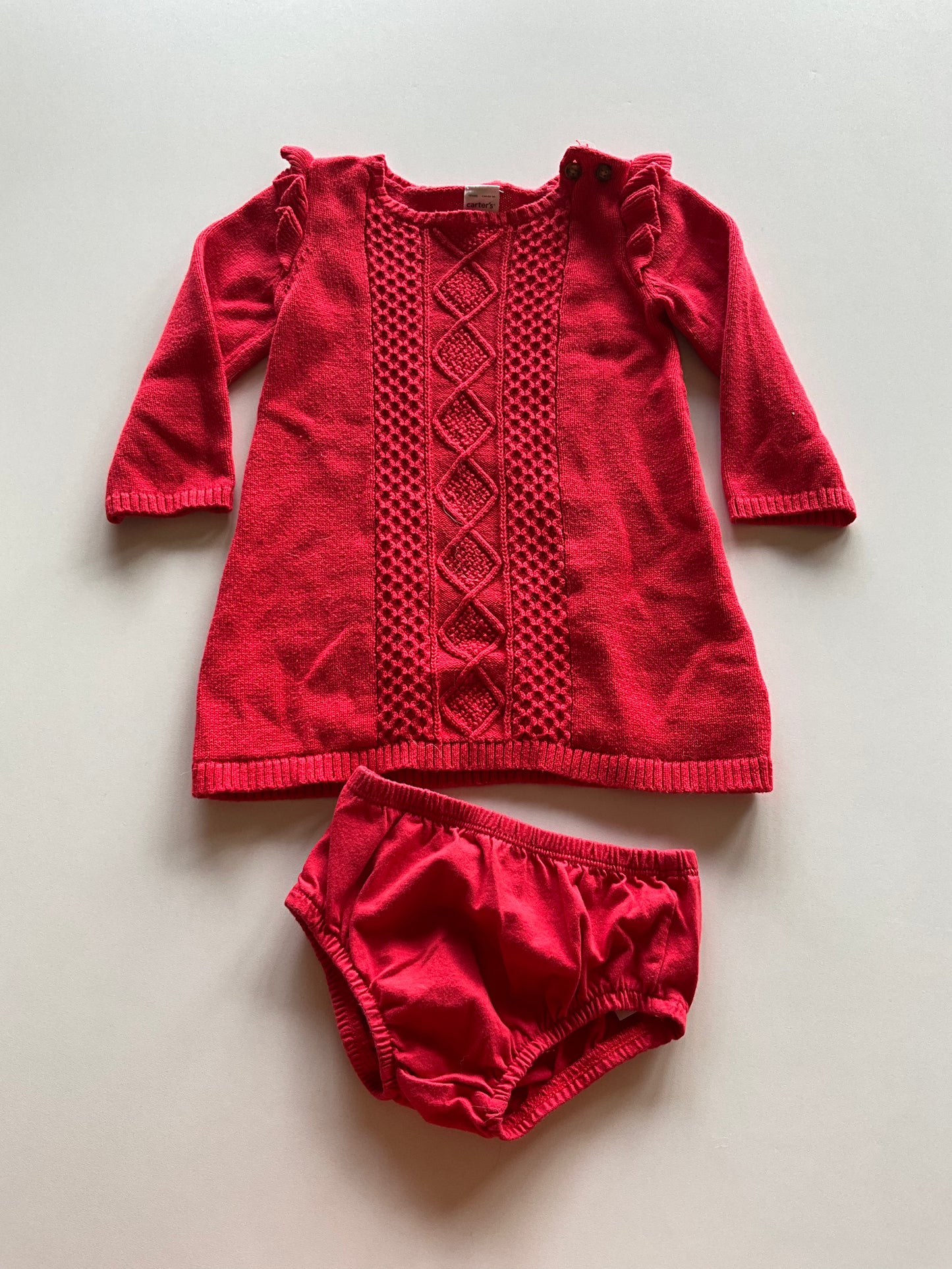 2pc Red Sweater Dress w/ Diaper Cover