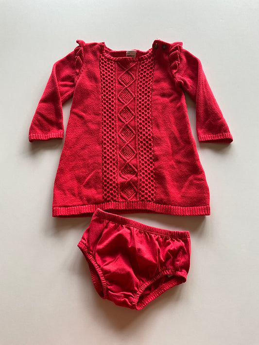 2pc Red Sweater Dress w/ Diaper Cover