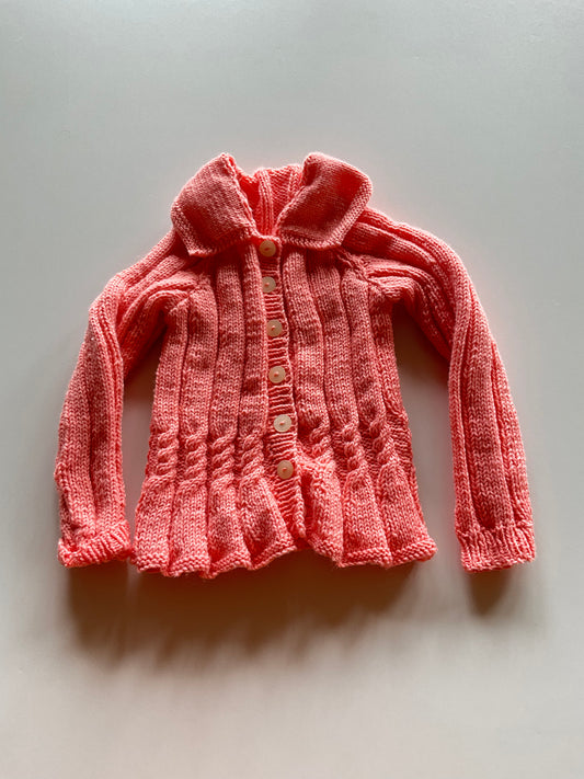 Handmade Coral Button Up Cardigan