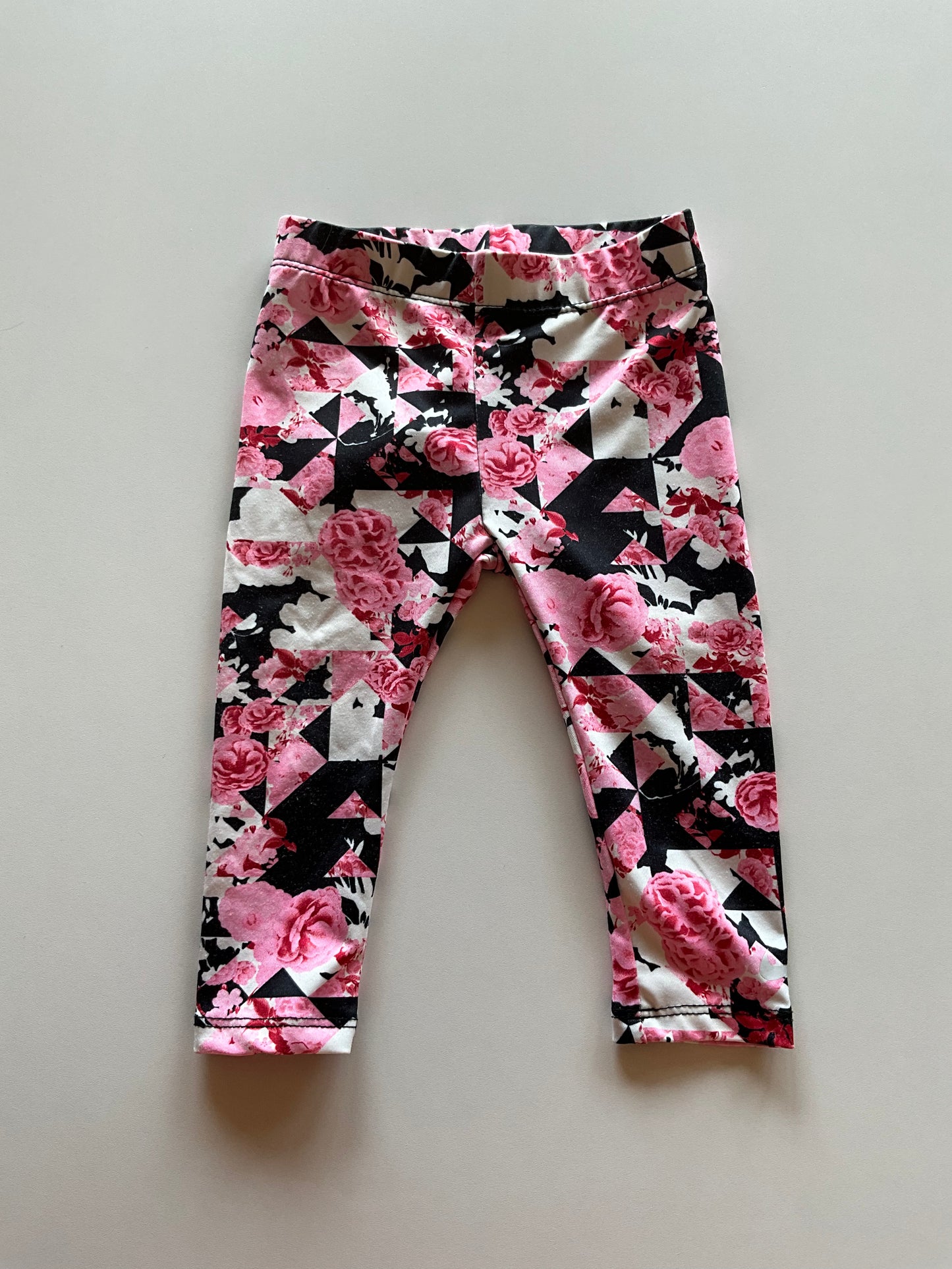 Pink Floral & Geometric Athletic Leggings