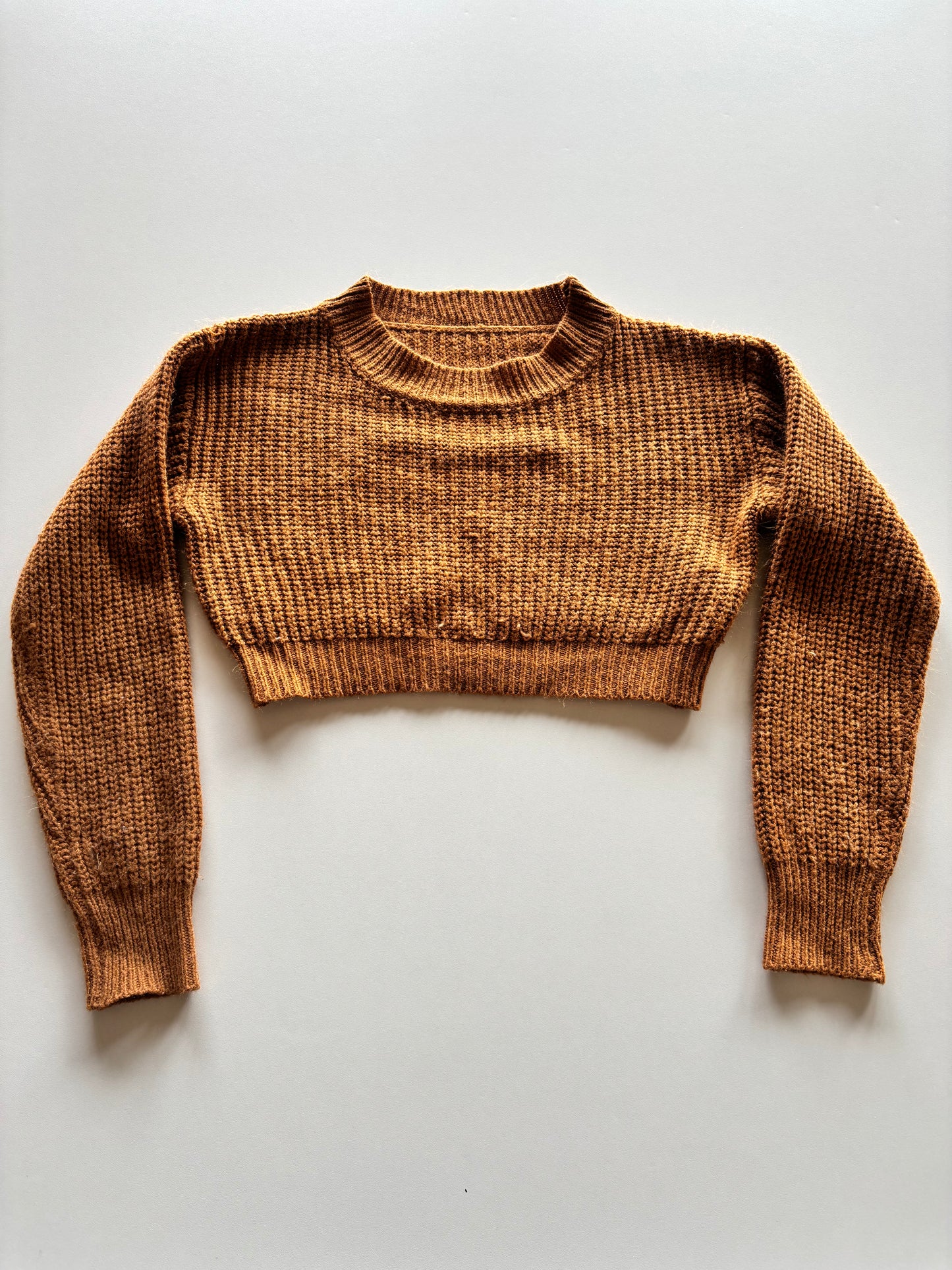 Cropped Brown Knit Sweater