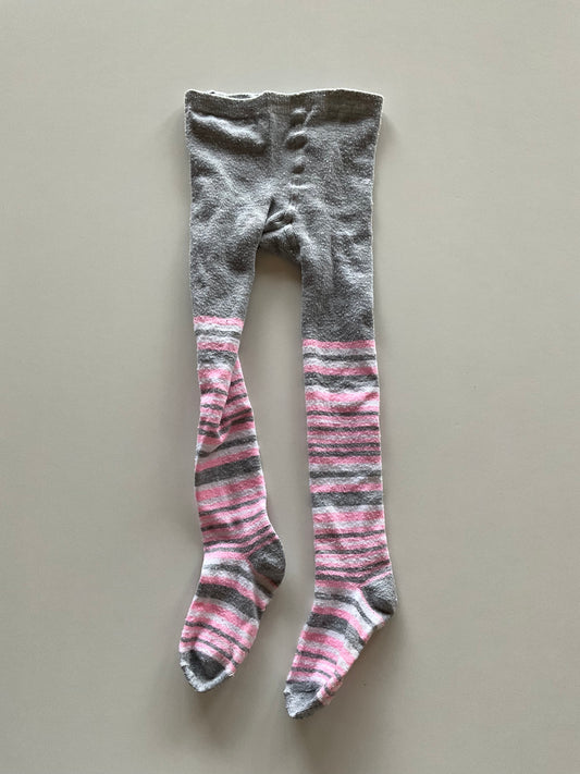 Grey, Pink, & White Striped Tights