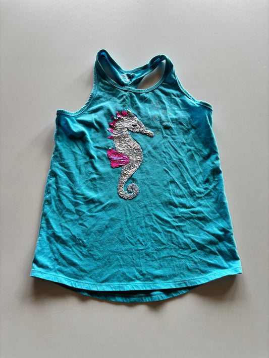 Blue Flip Sequin Seahorse Tank