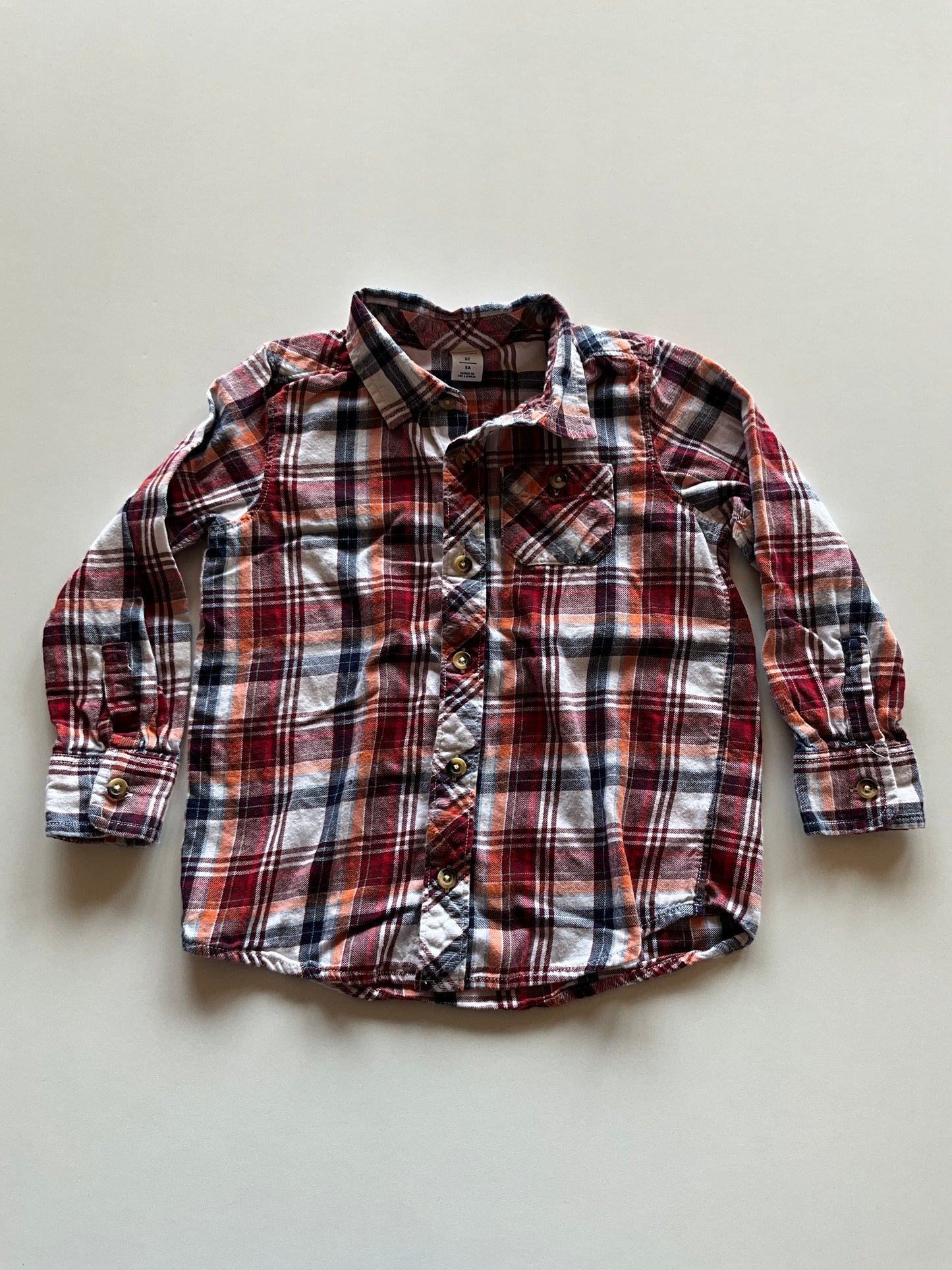 Flannel Red, Orange, & Blue Plaid