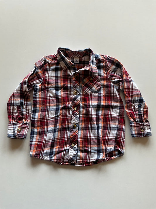 Flannel Red, Orange, & Blue Plaid