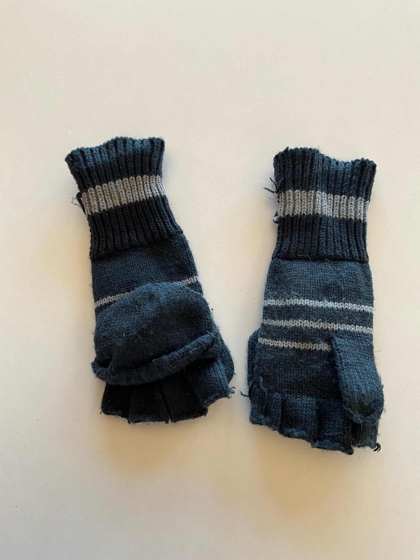 Blue Fingerless Mittens