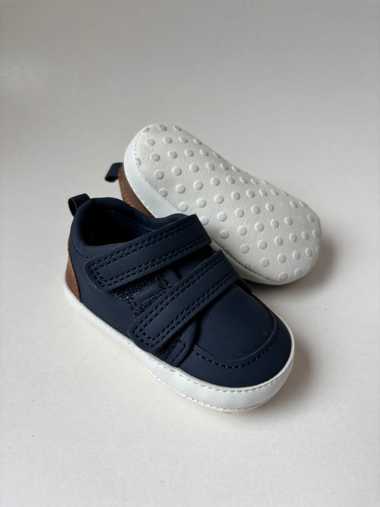 NWOT Navy & Brown Crib Shoes