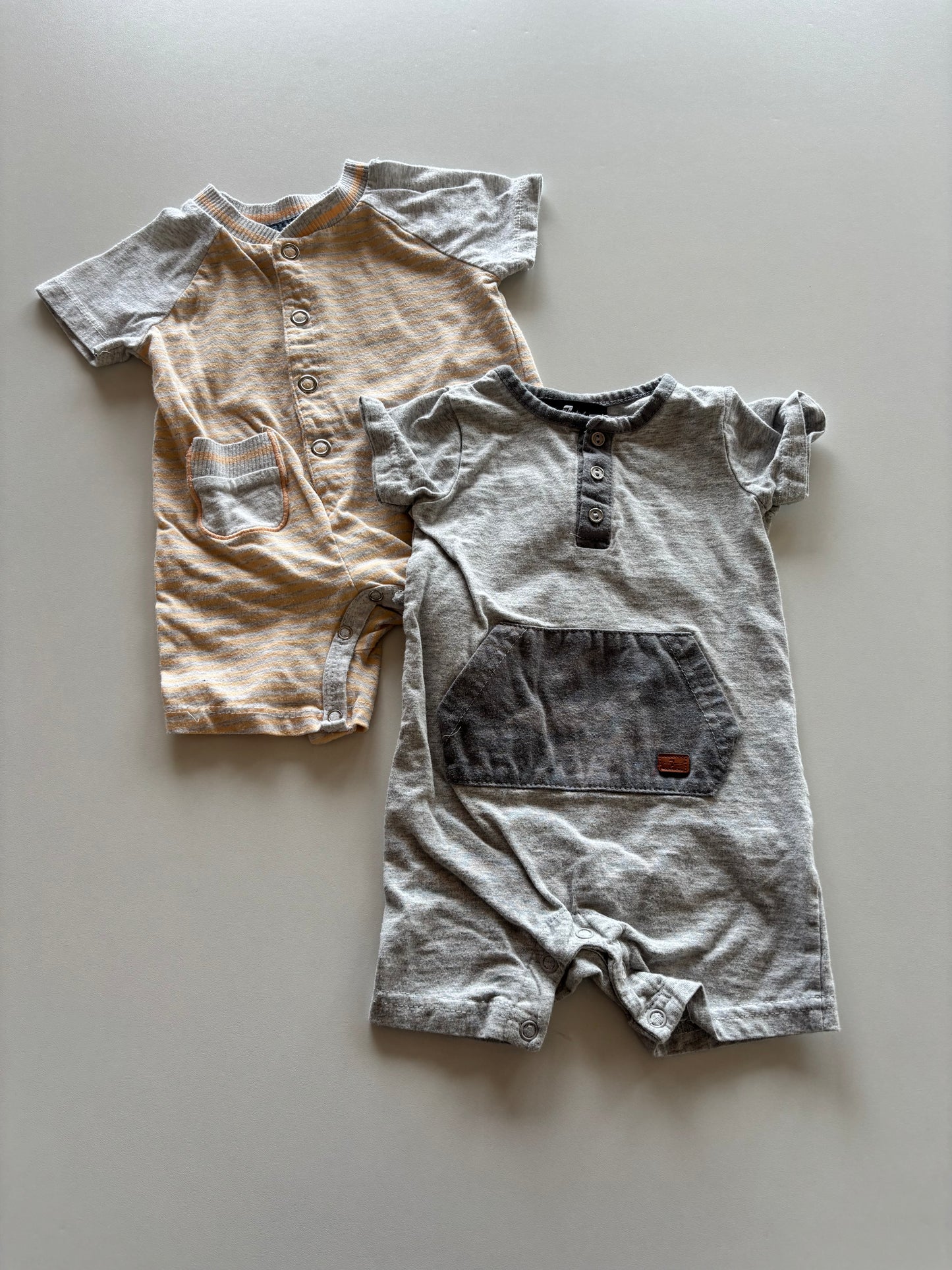 2 Grey Rompers