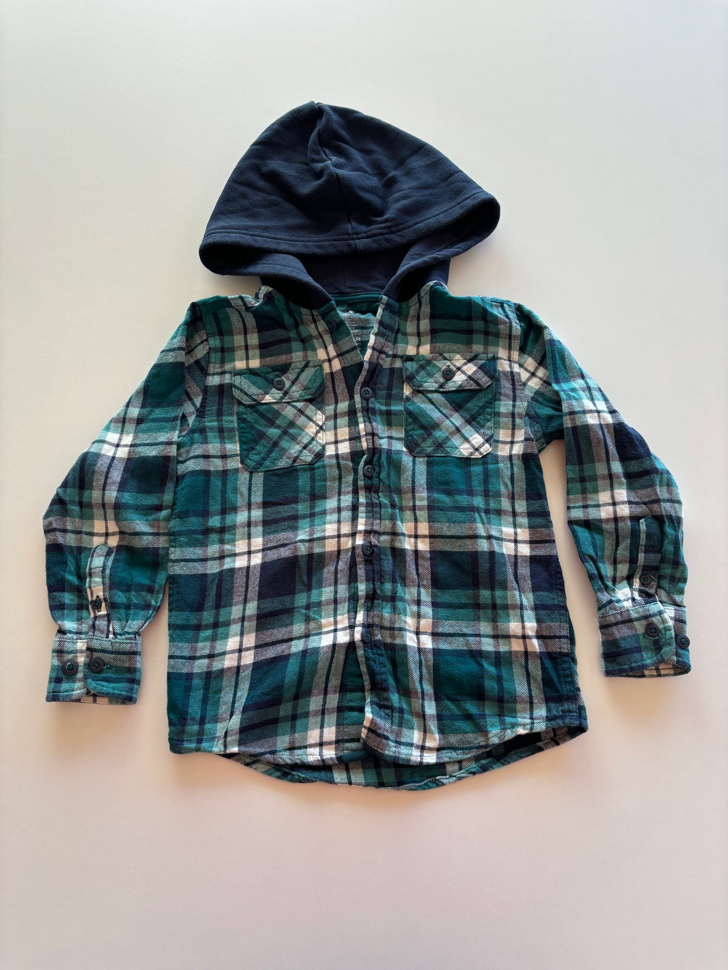 Hooded Flannel Plaid Shirt