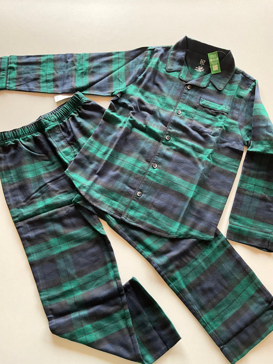 BNWT 2pc Blue & Green Plaid Pajamas sz 8