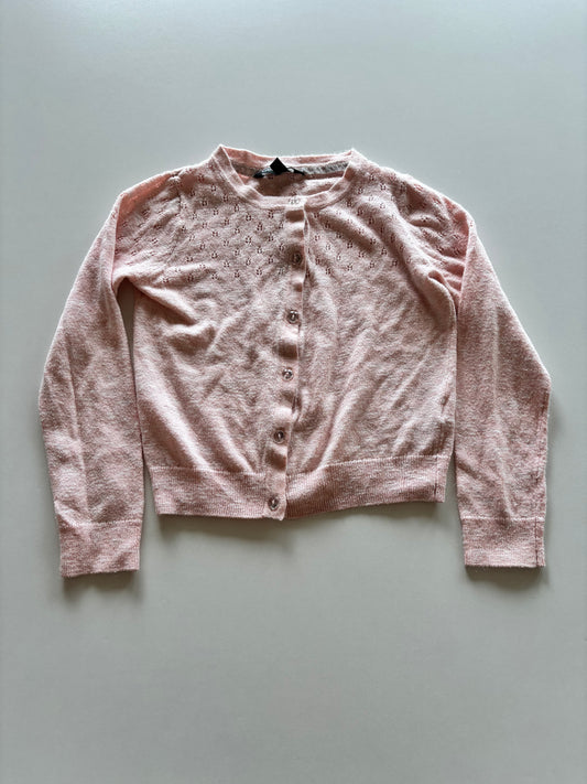 Pink Eyelet Button Up Cardigan