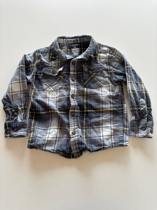 Blue, Yellow, & Grey Plaid Shirt