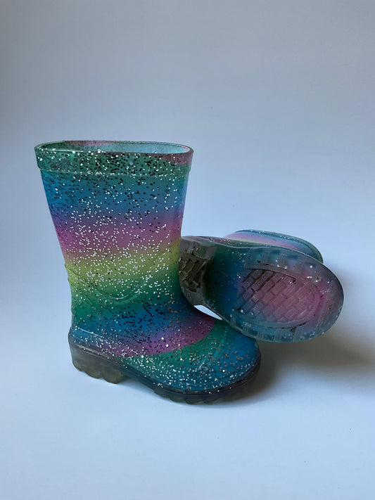 Sparkly Rainbow Rubber Boots