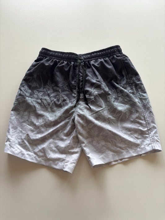 Black & White Tropical Swim Trunks