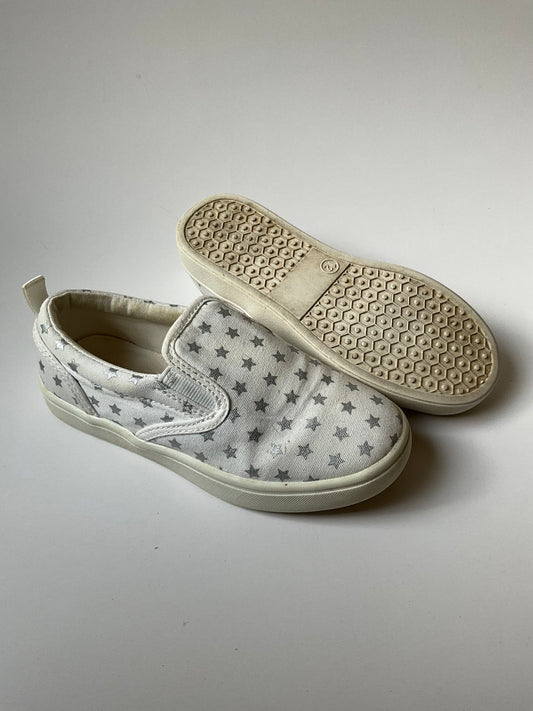 White with Silver Stars Sneakers